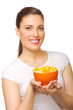 Young girl with fruit salad