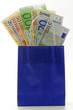 euro in einkaufstasche