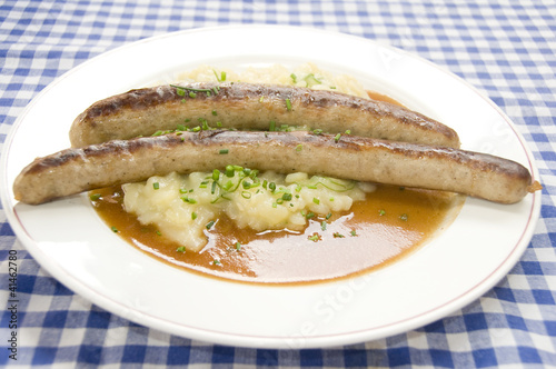 Photo: thuringian sausage with potato cucumber salad thuringian sausage with potato cucumber salad
