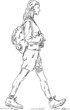 vector - woman on a trip, isolated on background