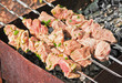 Meat grilling over charcoal Meat grilling over charcoal