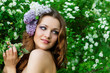 portrait of the young beautiful woman outdoors