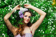 portrait of the young beautiful woman outdoors