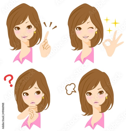 Illustration: 女性 表情 イラスト 女性 表情 イラスト