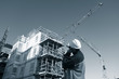construction workers, blue toning idea