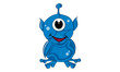 Blue Cartoon Robot, outer space set (illustration) Blue Cartoon Robot, outer space set (illustration)