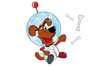 Cartoon Alien, Dog Astronaut. Outer space set (illustration)