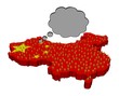 Thoughts of Chinese population on map flag illustration Thoughts of Chinese population on map flag illustration