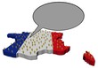 Voice of French population on map flag illustration Voice of French population on map flag illustration