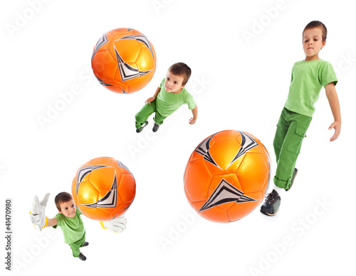 Photo: Boy playing soccer - wide angle shots Boy playing soccer - wide angle shots