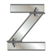 Metallic letter Z isolated on white background