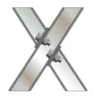 Metallic letter X isolated on white background