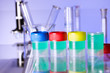 Test tubes closeup on blue background. Test tubes closeup on blue background.
