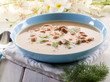 bean soup over wooden table