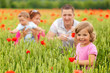 Foto: Young family in poppy field Young family in poppy field