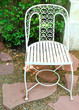 White chair in the garden White chair in the garden