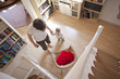 mom and son indoors