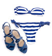 Foto: Striped bikini and spotted sandal Striped bikini and spotted sandal
