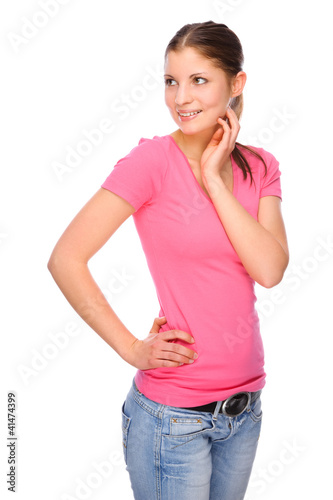 Photo: Full isolated portrait of a beautiful and happy woman Full isolated portrait of a beautiful and happy woman