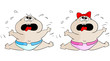Vector crying boy and girl on a white background