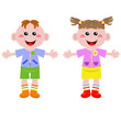 Boy and girl, cartoon .