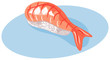 Vector susi with shrimp on a blue background
