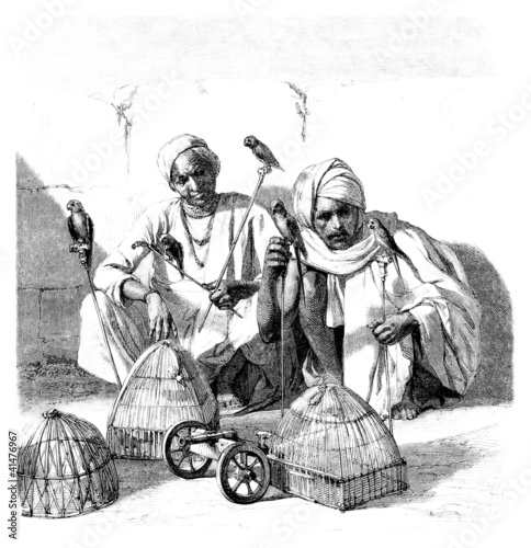 Illustration: 1001 Nights - Men showing Birds 1001 Nights - Men showing Birds
