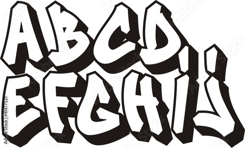 Vector: vector graffiti font alphabet (part 1) vector graffiti font alphabet (part 1)