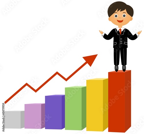 Illustration: The businessman at top of the schedule of growth The businessman at top of the schedule of growth
