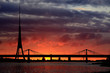 colorful sunset over city of Riga, Latvia colorful sunset over city of Riga, Latvia