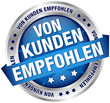 Button Banner "Von Kunden empfohlen" blau/silber