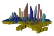 abstract skyscrapers on Ukraine map flag illustration abstract skyscrapers on Ukraine map flag illustration