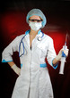 Nurse holding a syringe.