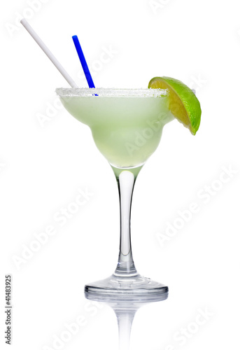 Photo: Alcohol cocktail 'margarita' isolated on white Alcohol cocktail 'margarita' isolated on white