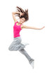 Foto: Modern teenage girl dancer jumping and dancing Modern teenage girl dancer jumping and dancing