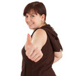 Foto: smiling fat teenage girl with thumb up, white background smiling fat teenage girl with thumb up, white background