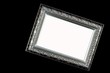 Antique silver and patterned picture frame black  background