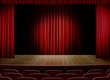 Empty stage with red curtain