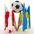 Flags of Poland and Ukraine with soccer ball Flags of Poland and Ukraine with soccer ball