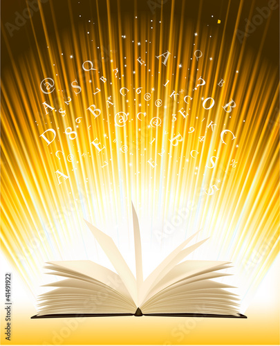 Vector: Opened magic book with magic light. Vector Opened magic book with magic light. Vector