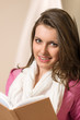 Beautiful young woman student hold book Beautiful young woman student hold book