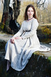 Young beautiful woman in vintage dress