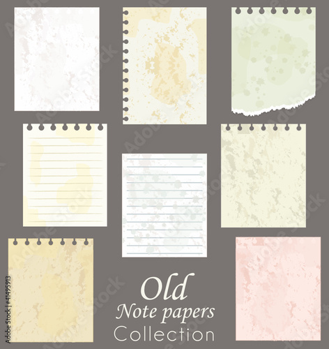 Vektor: Old note papers collection. Old note papers collection.