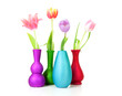 Colorful Dutch tulips in vases