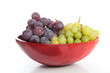 Red bowl with grapes
