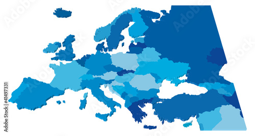 Vector: 3D Color Country Map of Europe 3D Color Country Map of Europe