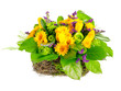 basket of roses, tulips and limonium basket of roses, tulips and limonium