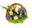 basket of roses, iris dutch xiphium, and veronica basket of roses, iris dutch xiphium, and veronica