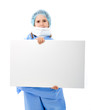 child doctor with blank empty note paper