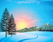 Sunset winter landscape